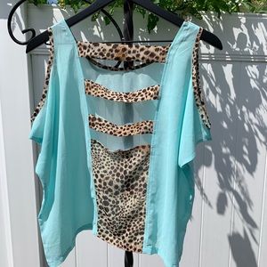 Mint and Leopard Blouse